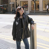 Cute Leather Jacket Autumn and Winter Leisure Leather Jacket Motorcycle Clothing Loose Small Leather Coat