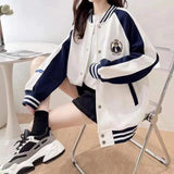 Cream Color Varsity Jacket Baseball Uniform Spring and Autumn Jacket