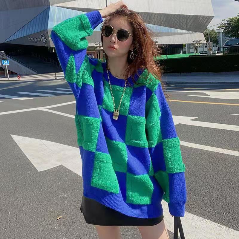 Preppy Aesthetic Sweater Autumn Winter Sweater Simple Loose Sweater for Women