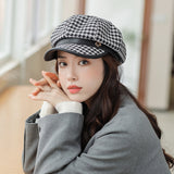 Check Beret Hat Fall/Winter Retro Beret All-Matching