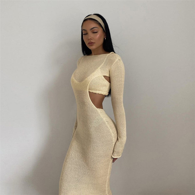 Mini Club Dresses Women's Clothing round-Neck Long-Sleeved Dress Women