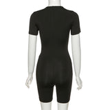 Summer Women's Solid Color Zipper Slim Fit Hip Lifting Sport Jumpsuit
