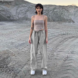 Julia Fox Low Rise Trousers Women's Street Style Solid Color Loose