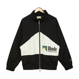 Rhude Hoodie Retro Patchwork Zip Men's and Women's Same Style Jacket Coat