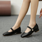Nude Strappy Block Heels Chunky Heel Mary Jane Shoes