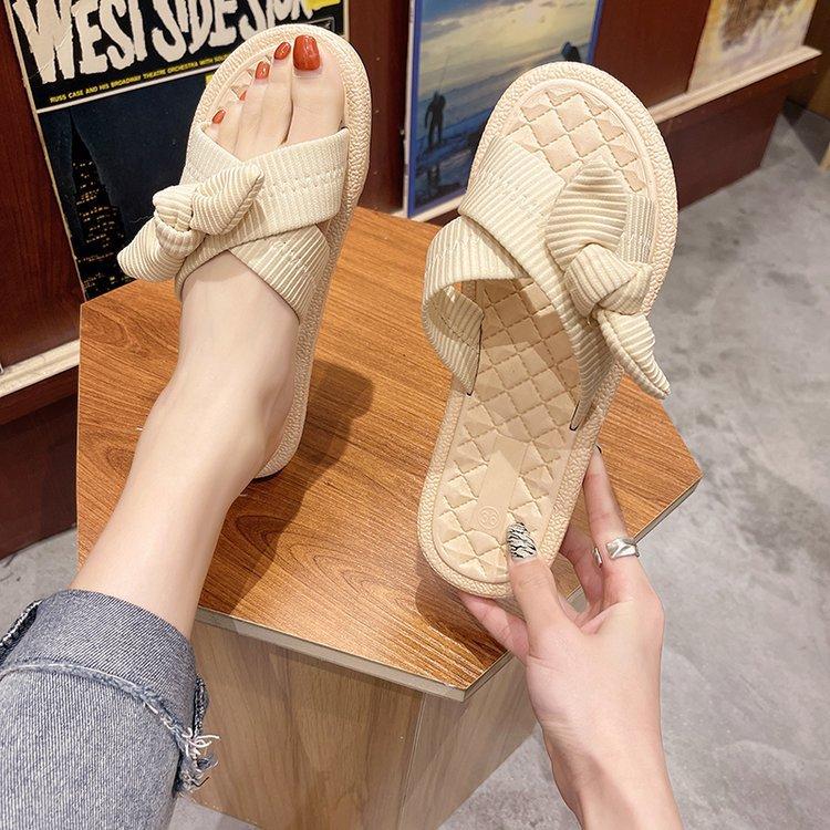 Women Open Toe Sandals Flats Summer Bowknot Fashion Cross Sandals