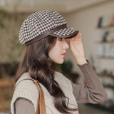 Check Beret Hat Fall/Winter Retro Beret All-Matching