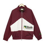 Rhude Hoodie Retro Patchwork Zip Men's and Women's Same Style Jacket Coat