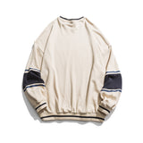 Preppy Aesthetic Sweatshirt Casual Contrast Color Stitching Spring and Autumn Sweater Men and Women Loose