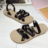 Women Open Toe Sandals Flats Summer Slippers Fashion Rivet Casual Daily
