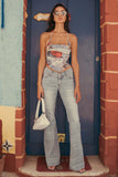 Julia Fox Low Rise Trousers Retro Washed Bell-Bottom Pants Jeans