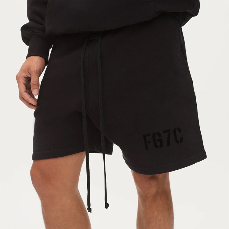 Fog Fear of God Essentials Shorts Drawstring Ribbon Shorts Flocking Letter Fleece Shorts