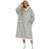 Hoodies Blankets Large Pocket Lazy Blanket Fleece Lamb Wool Bathrobe