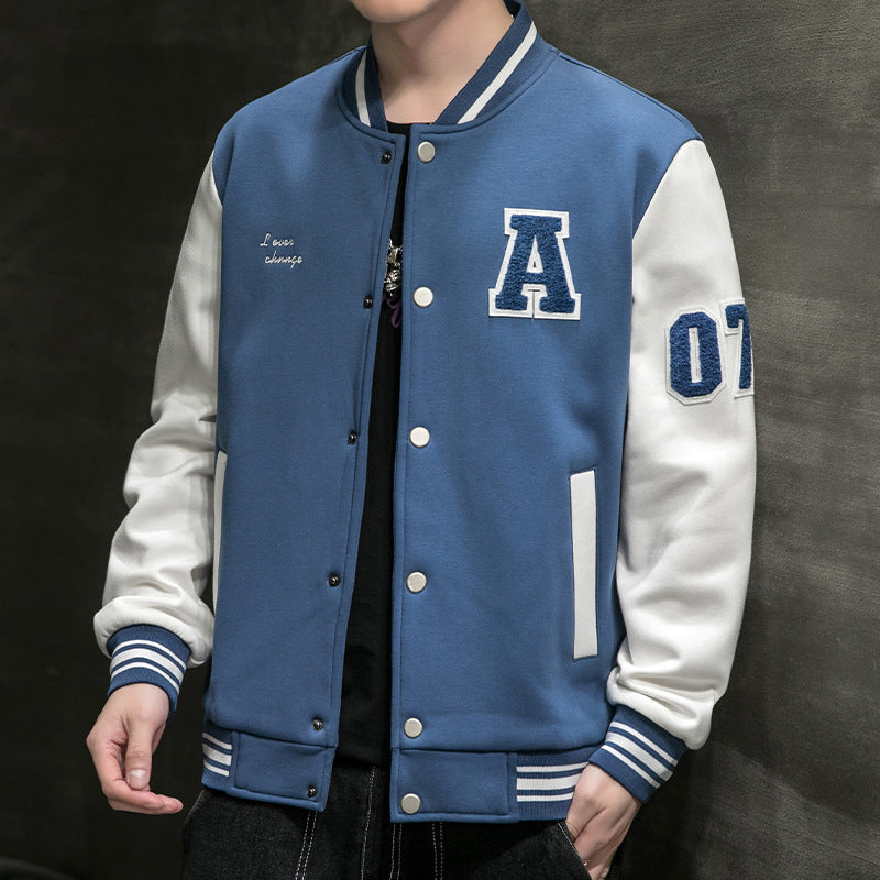Varsity Bomber Jacket Baseball Jacket Men's Spring and Autumn Youth Student Pilot Jacket Men