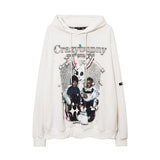 Mens Fall Outfits Portrait Printing Street Dark High Street Style Loose Hooded Sweater Couple Sports Hoodie