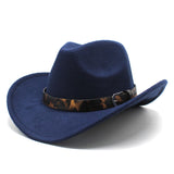 Cowboy Hats Belt Cowboy Hat Autumn and Winter Woolen Hat for Men and Women Fedora Hat