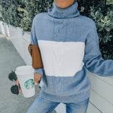 Women Fall Outfits Autumn and Winter Striped Loose High Collar Knitted Sweater Women's Outer Wear