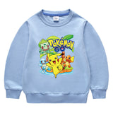 Children Pokemon Pikachu Hoodie Spring and Autumn round Neck Sweatshirt Cotton