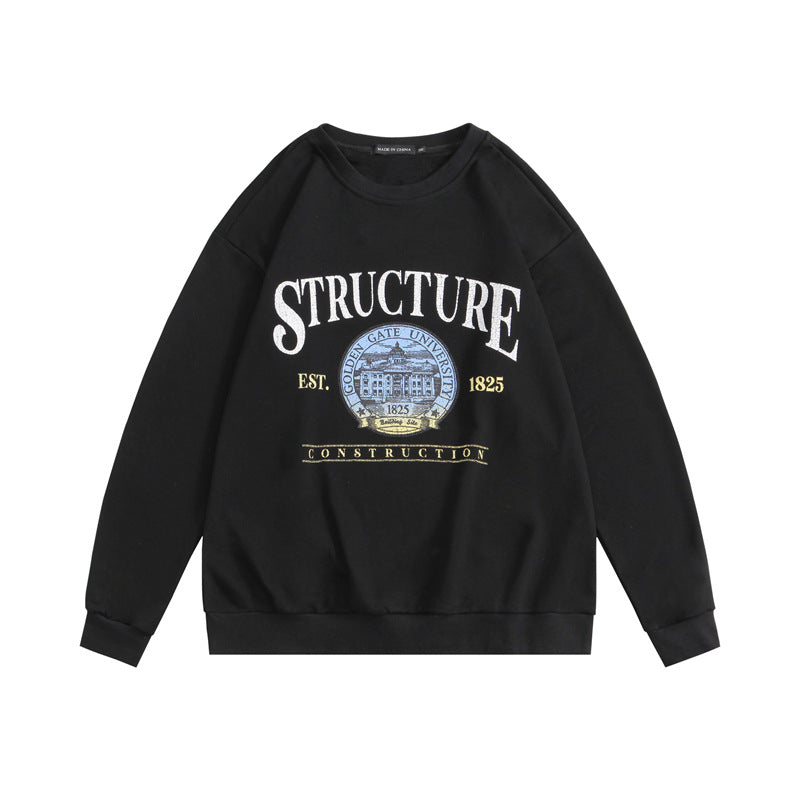 Preppy Aesthetic Sweatshirt round Neck Sweater Men's Loose Autumn Printing