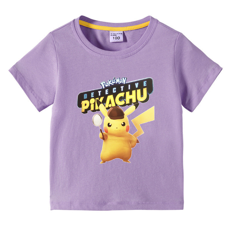 Children Pokemon Pikachu T Shirt Summer Clothing Short Sleeve T-shirt Leisure Sports