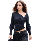 Music Festivals Rave Outfits Girls Tops Fall Women's Clothing Fashion Slim Solid Color T-shirt