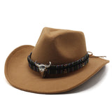 Cowboy Hats Jazz Top Hat Men and Women Autumn and Winter Felt Cap Broad-Brimmed Hat