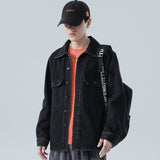 Denim Varsity Jacket Fall Winter Cowboy Jacket Men's Loose Paisley Overalls