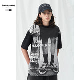 Preppy Aestitic T Shirt Spring and Summer round Neck Loose Print T-shirt
