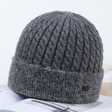 Men Winter Hats Autumn and Winter Hat Fleece-Lined Thickened Knitting Warm