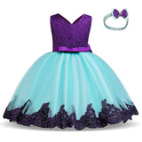 Toddler Girls Sequin Gown Dress Bow Lace Dress Costume Girl Dress