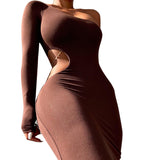 Winter Formal Dresses Fall/Winter Split Sexy Hollow Sheath Sexy Dress with Shoulder