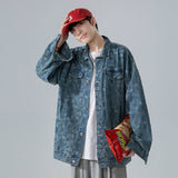 Denim Varsity Jacket Paisley Denim Jacket Men's Loose Hip Hop Street Jacket