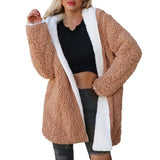Women Winter Coats Women's Coat Lamb Wool Long Sleeve Hooded Jacket