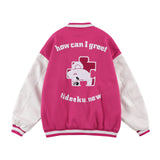 Baby Blue Varsity Jacket Baseball Uniform Men's and Women's Bear Jacket Autumn