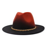 Cowboy Hats Flat Brim Broad-Brimmed Hat Autumn and Winter British Style Men and Women Fedora Hat