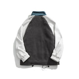 Varsity Jacket Vintage Men's Autumn Coat Campus Color Contrast Patchwork Fleece Casual Couple Jacket