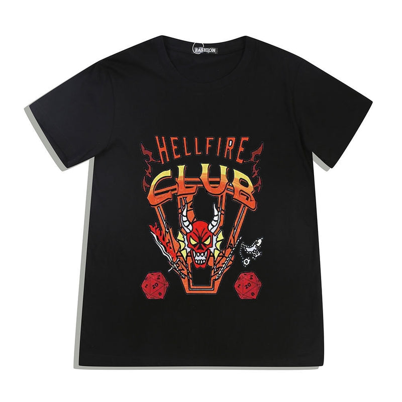 Hellfire Club Shirt Stranger Things Printed Cotton Short Sleeve T-shirt