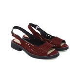 Flat Dress Sandals Summer Comfortable Low Heel Peep Toe Buckle with Cutout Sandals for Women