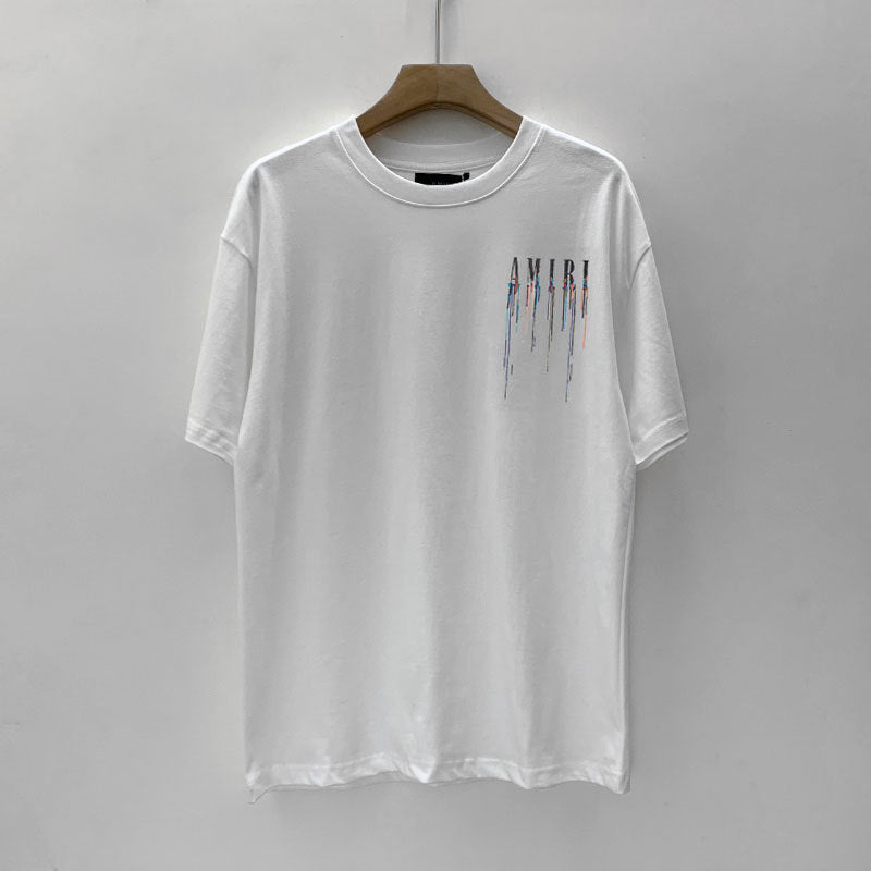 Amiri T Shirt Colorful Splash-Ink Casual round Neck Short Sleeve T-shirt