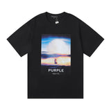 Purple Brand T Shirts Mushroom Cloud Print Loose Casual Short Sleeve T-shirt