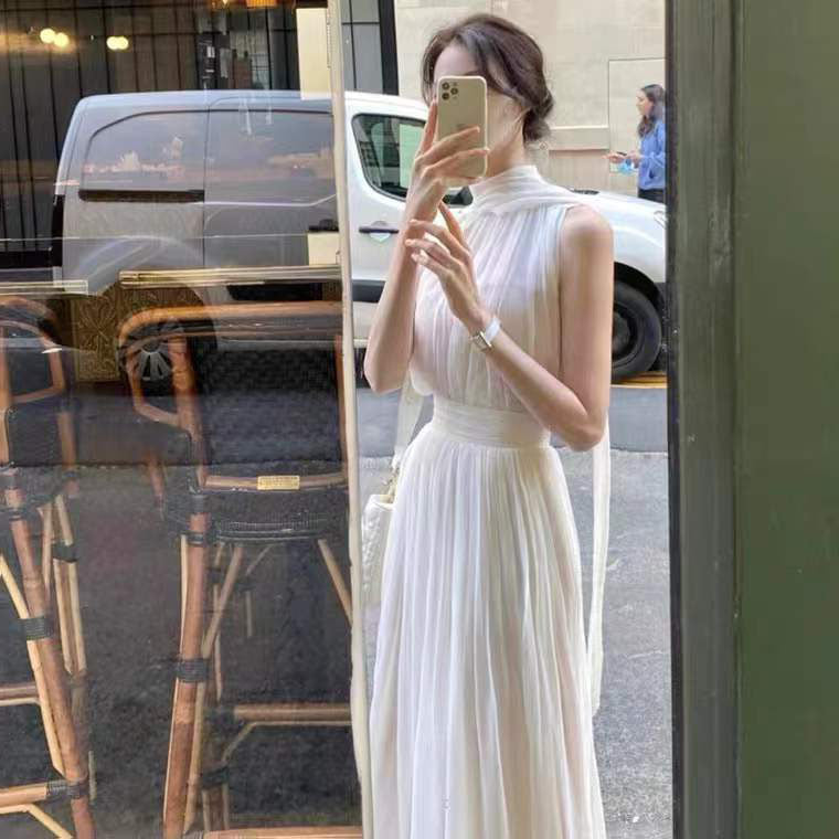 Marilyn Monroe Dress White Halter Dress Women's Long Dress