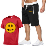 Smiley Face T Shirt Drew Biber Smiley Print Men's Short-Sleeved T-shirt Suit