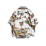 Men T Shitrs Summer Printed Shirt Casual Lapel Short Sleeve Men