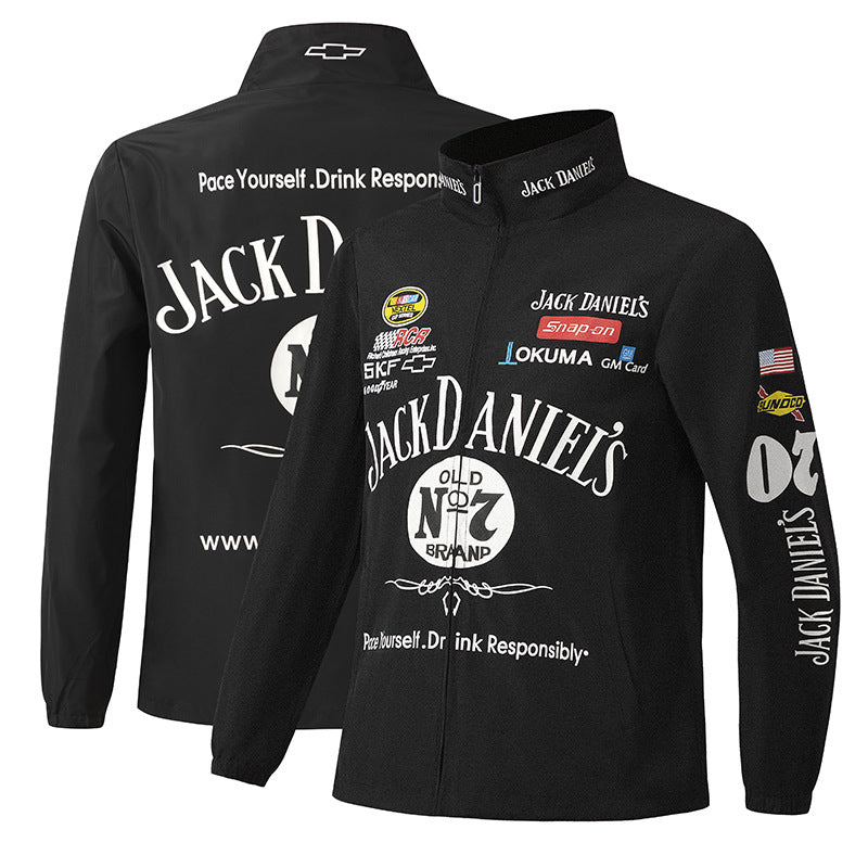 Black Varsity Jacket Racer Jacket Preppy Retro Style Spring, Autumn and Winter Clothing Coat Motorcycle Jacket