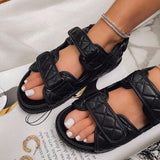 Women Open Toe Sandals Flats Large Size Casual Summer Round Toe Flat Heel Sandals
