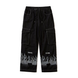 Man Fall Outfits Cargo Pants Printed Wide Leg Sports Trousers Men and Women Loose Cargo Casual Pants