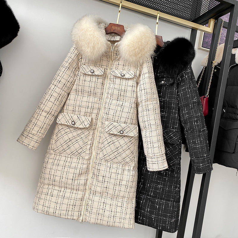 Women Winter Coats Puffer Jacket Down Coat Winter Fashion Mid-Length Fox Fur Collar Down Jacket Coat for Women