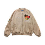 Black Varsity Jacket Student Long Sleeve Baggy Coat Men's and Women's Autumn Baseball Uniform Jacket Loose