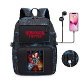 Stranger Things Hellfire Club Backpack Printed Backpack Large Capacity School Bag for Teenagers Students USB Computer Bag