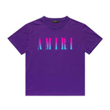 Amiri T Shirt Gradient Letter Flower Casual Hip Hop Short Sleeve T-shirt